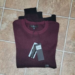 New Marc Anthony Men's Black Burgandy Crewneck Luxury Collection Sweater Size M